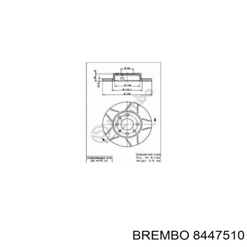 Тормоз дисковый передний Brembo 8447510 цена, от 20.21 USD