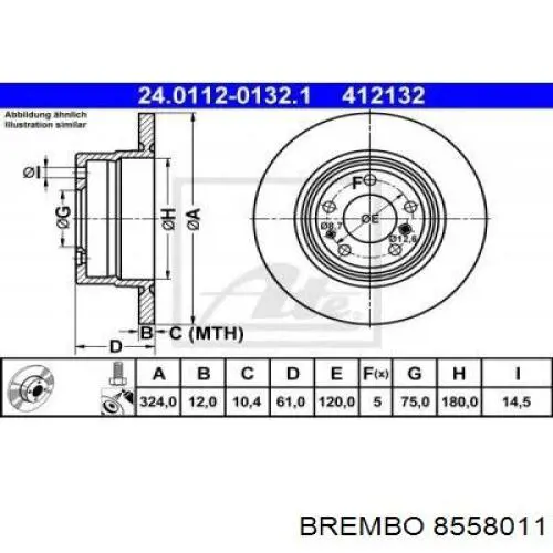 Купить 8558011 Brembo Диск тормозной задний
