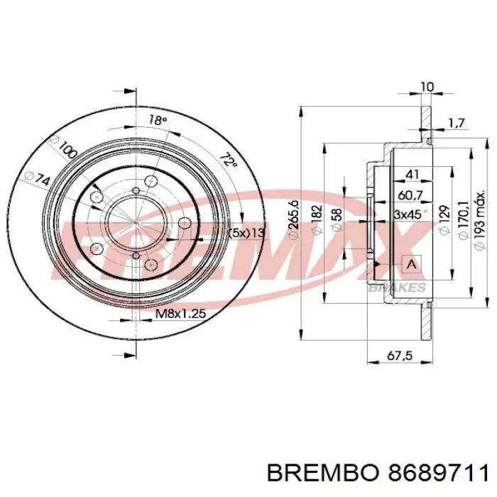 8689711 Brembo диск тормозной задний