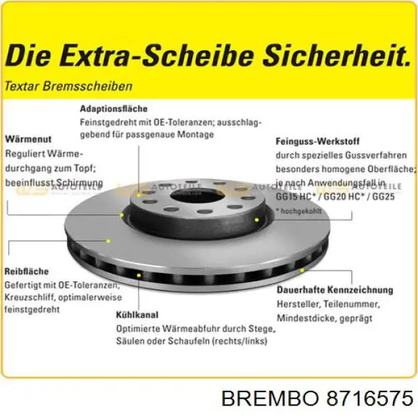 Купить 8716575 Brembo Диск тормозной задний