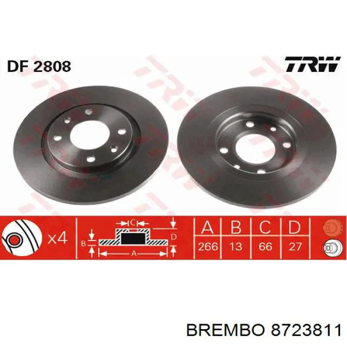 8723811 Brembo Диск тормозной передний