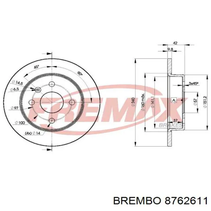 Купить 8762611 Brembo Диск тормозной задний