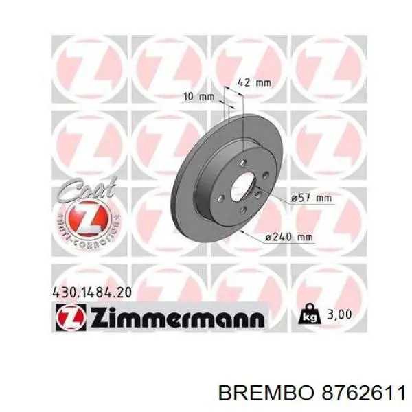 Тормозные диски 8762611 Brembo
