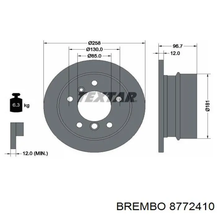 Задний тормозной диск Brembo 8772410 цена, от 35.86 USD