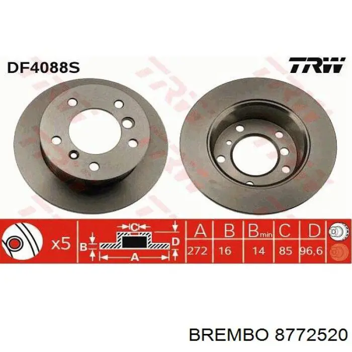 8772520 Brembo Дисковый тормоз