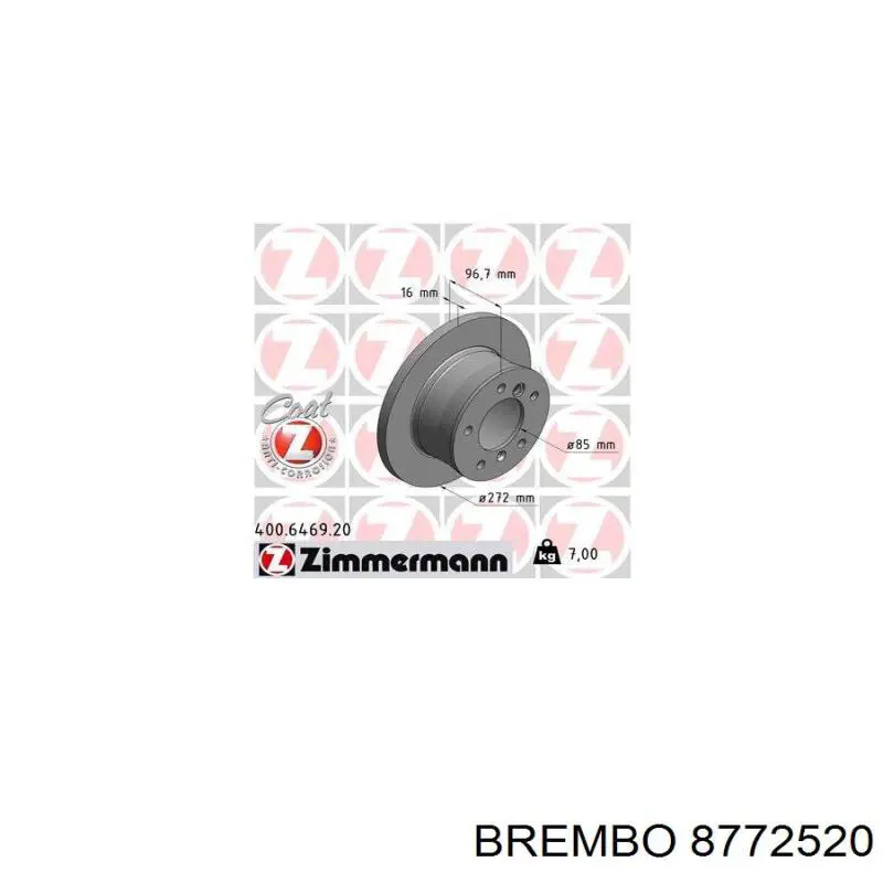 Задний тормозной диск Brembo 8772520 цена, от 41.83 USD