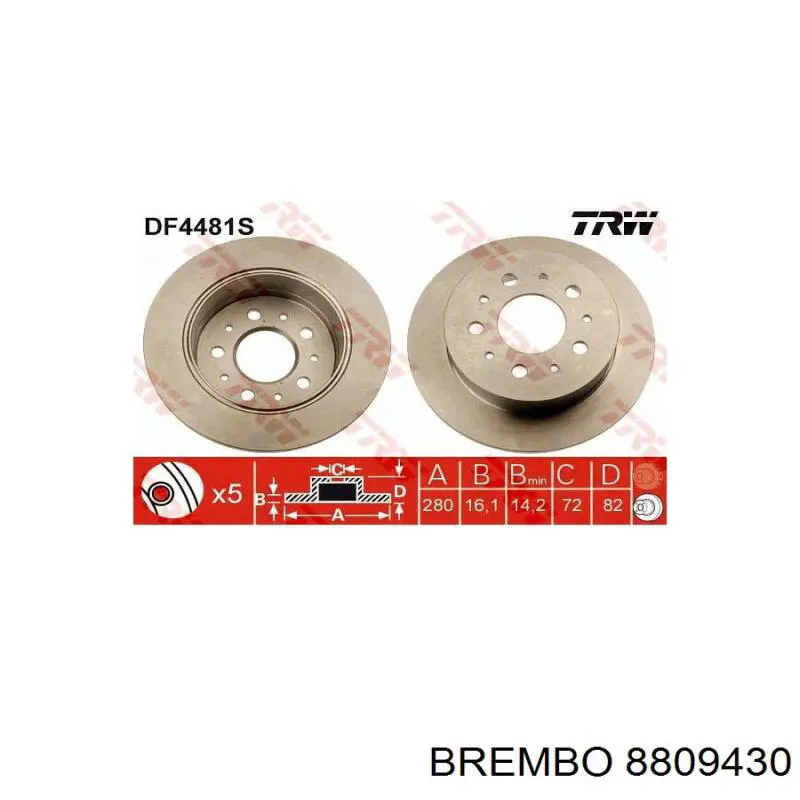 8809430 Brembo Дисковый тормоз