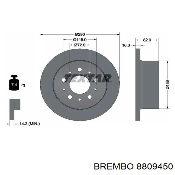 8809450 Brembo диск тормозной задний