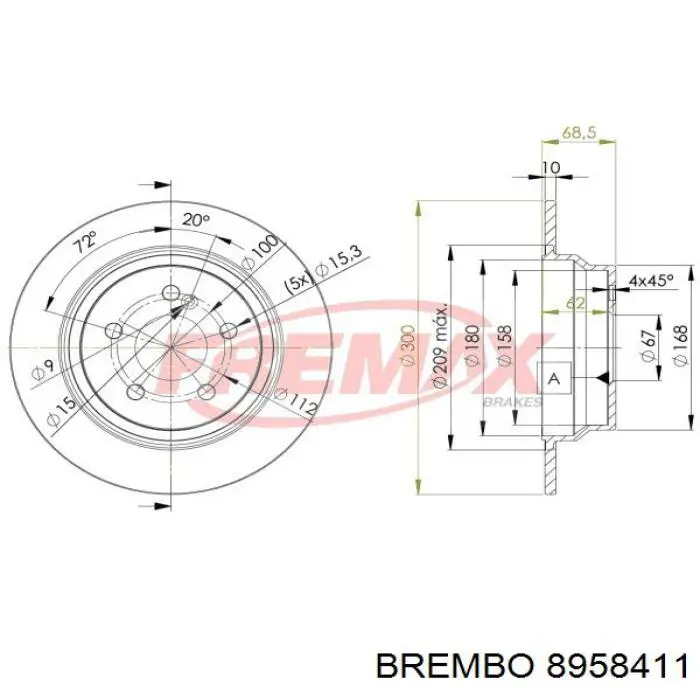 Купить 8958411 Brembo Диск тормозной задний