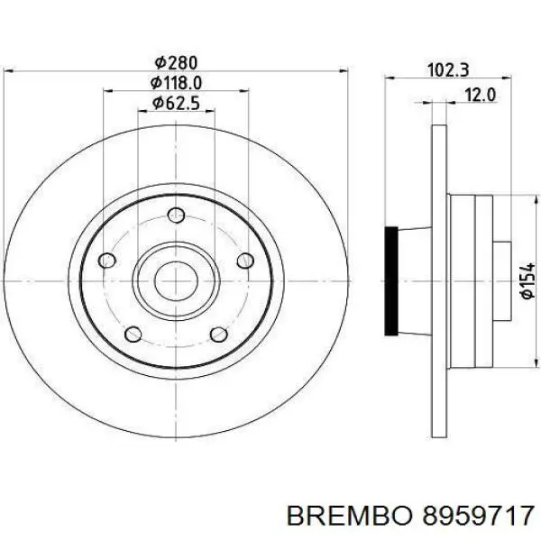 Купить 8959717 Brembo Диск тормозной задний