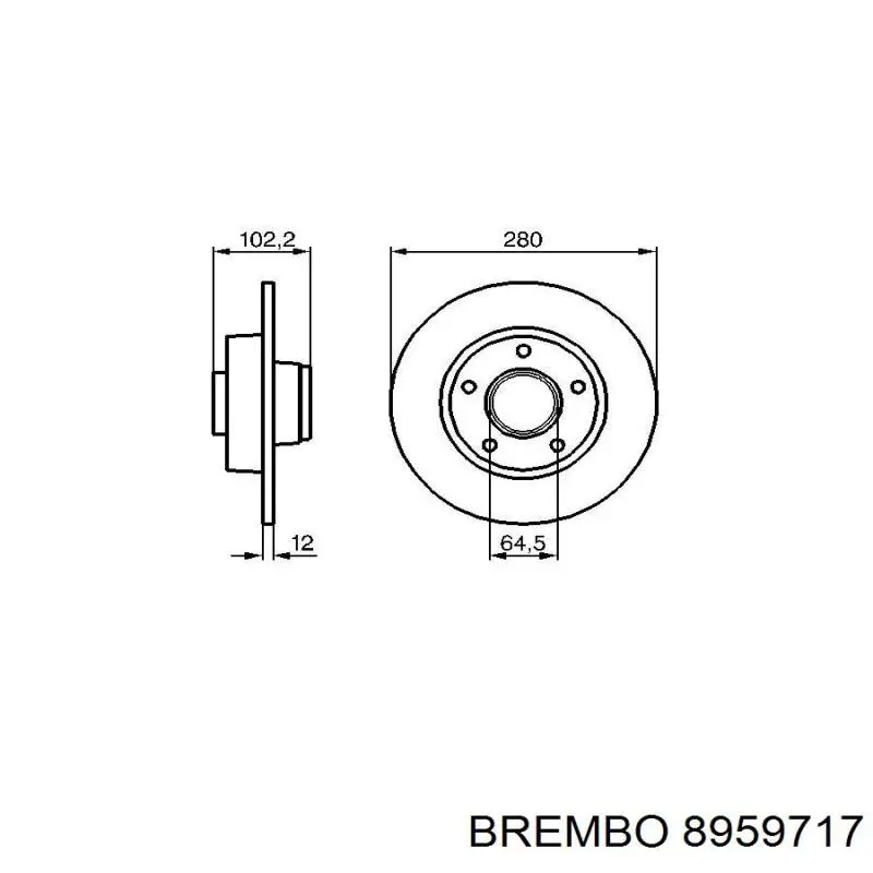 Задний тормозной диск Brembo 8959717 цена, от 69.15 USD