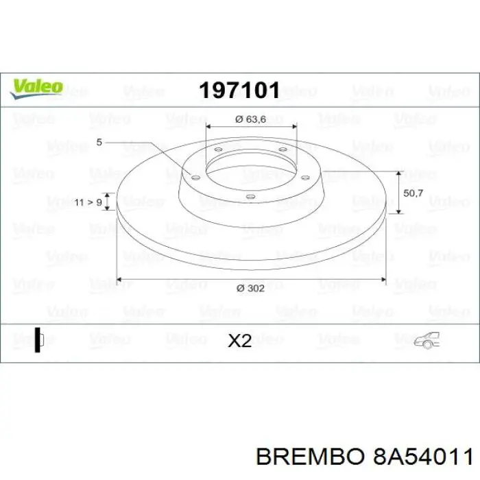 8A54011 Brembo диск тормозной задний