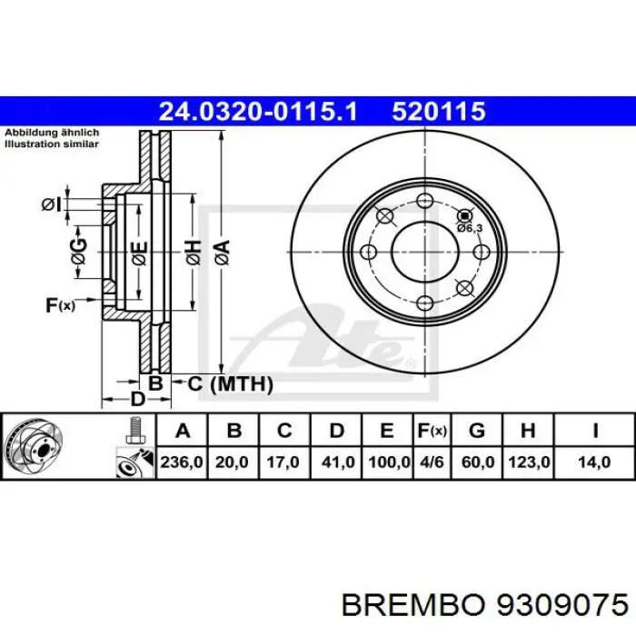 9309075 Brembo Диск тормозной передний
