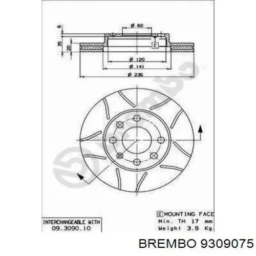 Тормоз дисковый передний Brembo 9309075 цена, от 22.03 USD