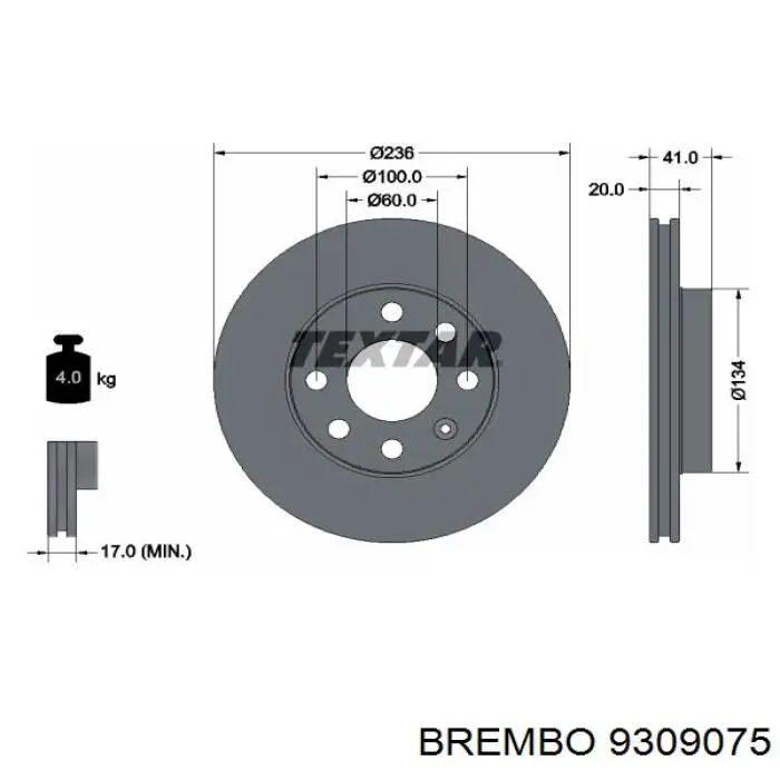 9309075 Brembo Диск тормозной передний