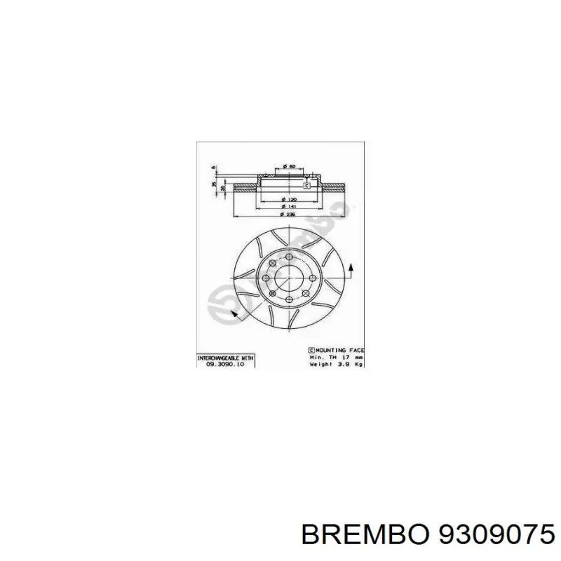 Передние тормозные диски 9309075 Brembo