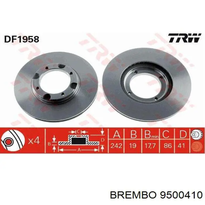 9500410 Brembo диск тормозной передний