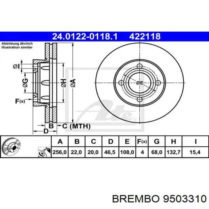 Купить 9503310 Brembo Ротор тормозной