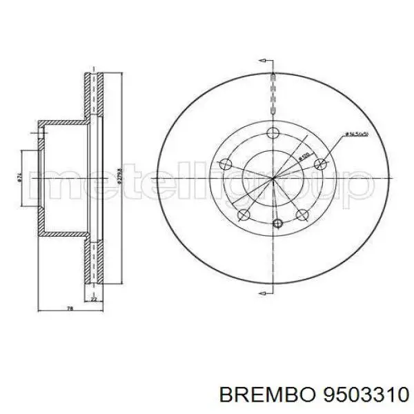 Передний тормозной диск Brembo 9503310