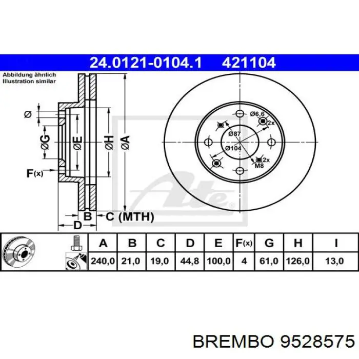 Купить 9528575 Brembo Ротор тормозной