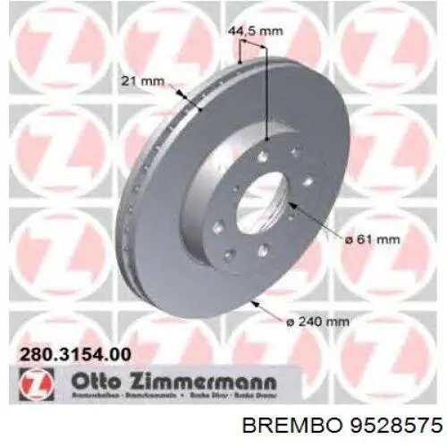 9528575 Brembo Диск тормозной передний
