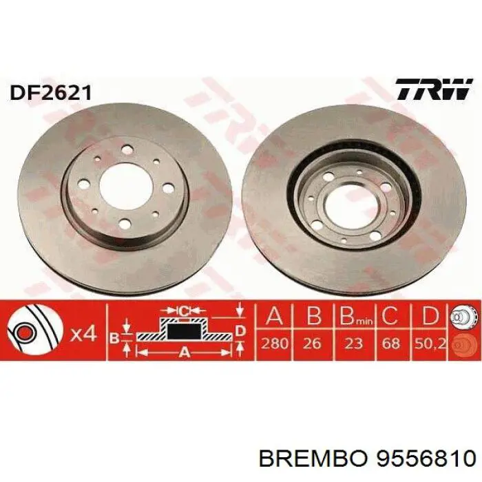 9556810 Brembo Диск тормозной передний
