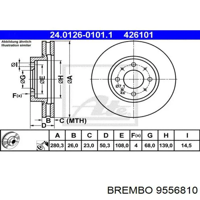 Передние тормозные диски 9556810 Brembo