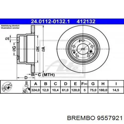 Передний тормозной диск Brembo 9557921