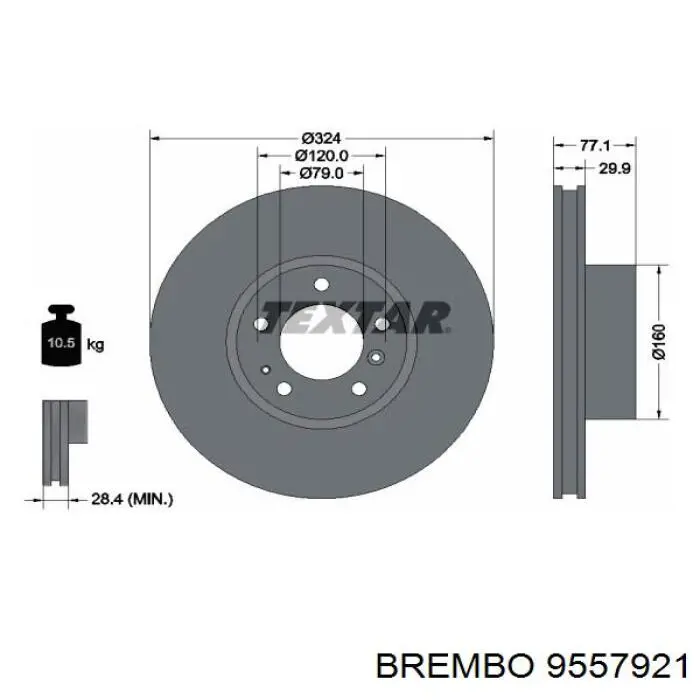 Тормоз дисковый передний Brembo 9557921 цена, от 66.67 USD