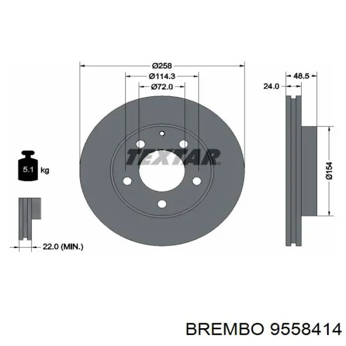 Передние тормозные диски 9558414 Brembo