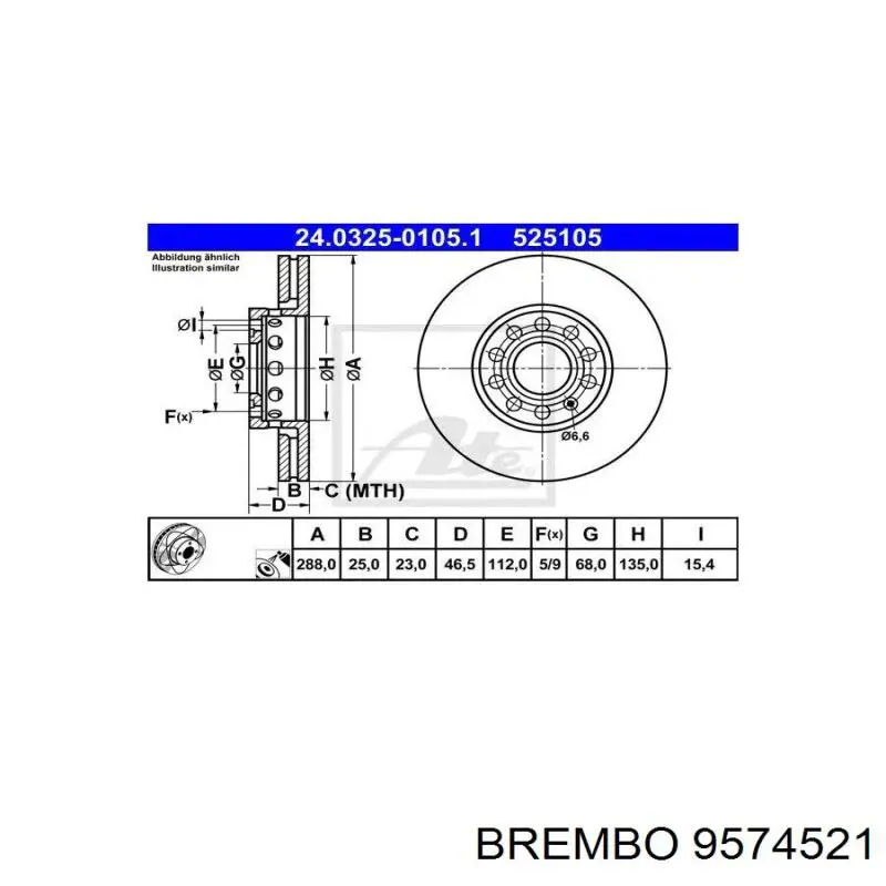Тормоз дисковый передний Brembo 9574521 цена, от 36.34 USD