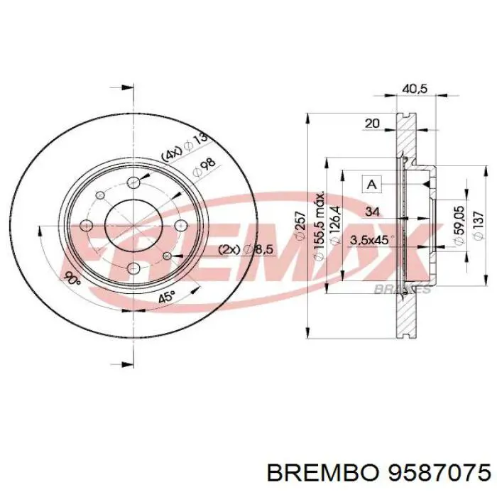 Тормоз дисковый передний Brembo 9587075 цена, от 25.88 USD