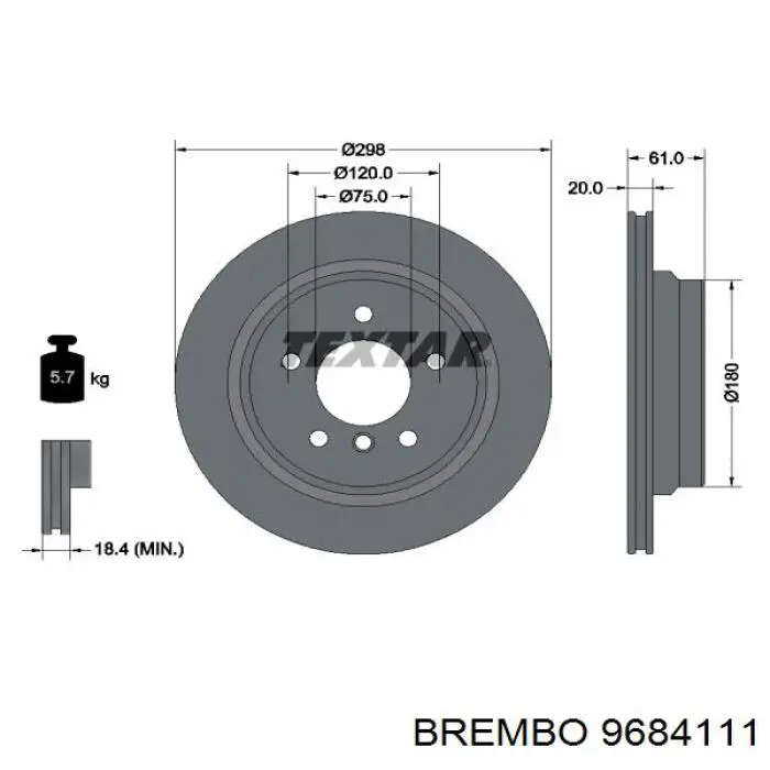Купить 9684111 Brembo Диск тормозной задний