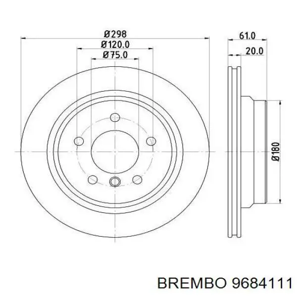 Задний дисковый тормоз Brembo 9684111