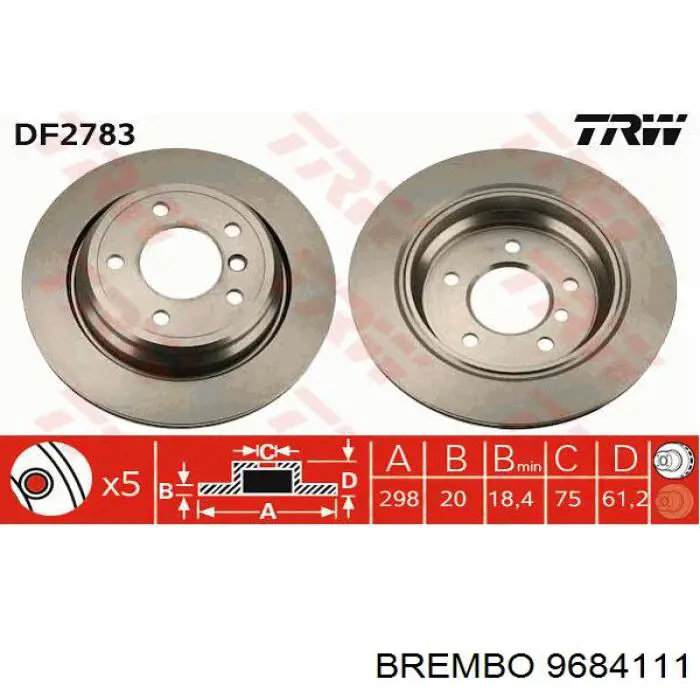 9684111 Brembo Дисковый тормоз