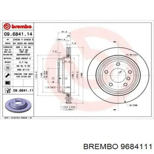 Задний тормозной диск Brembo 9684111 цена, от 41.15 USD