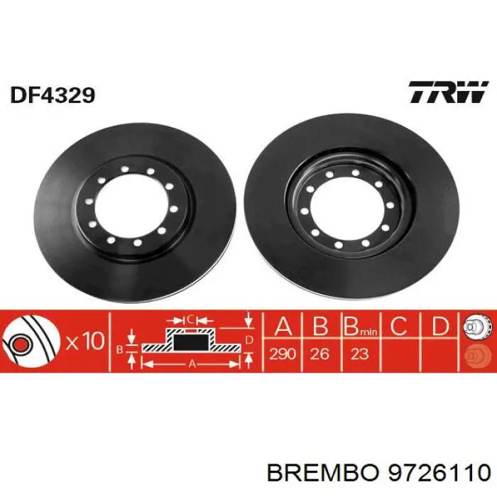 9726110 Brembo диск тормозной передний