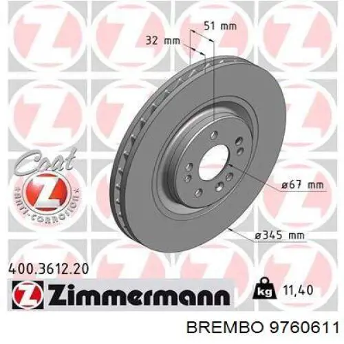 Купить 9760611 Brembo Ротор тормозной