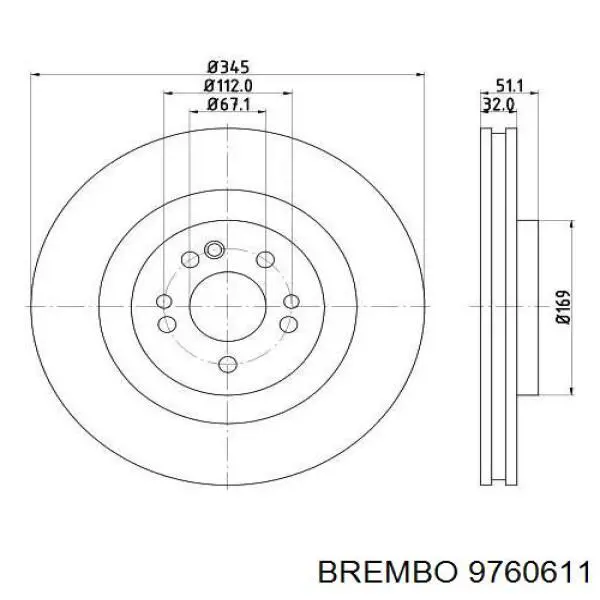 9760611 Brembo Диск тормозной передний