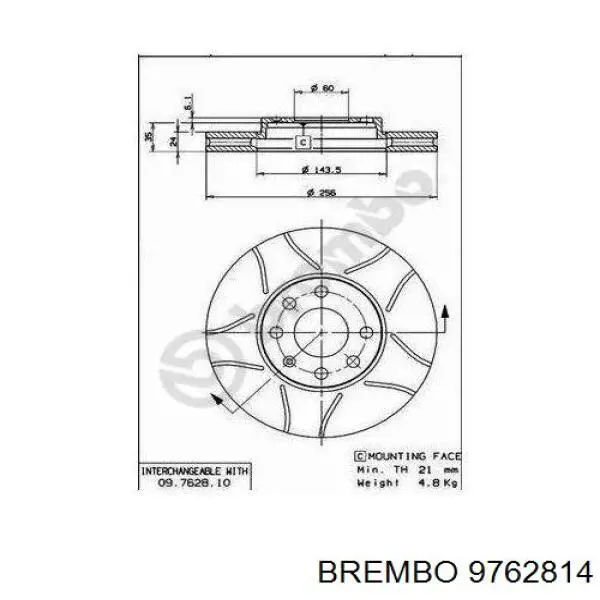 Тормоз дисковый передний Brembo 9762814 цена, от 28.90 USD
