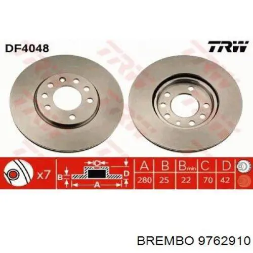 9762910 Brembo Диск тормозной передний