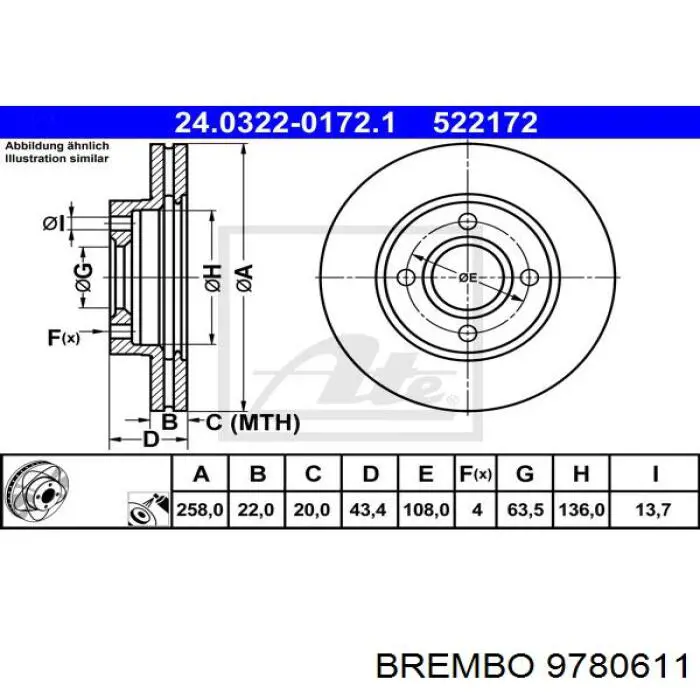 Купить 9780611 Brembo Ротор тормозной