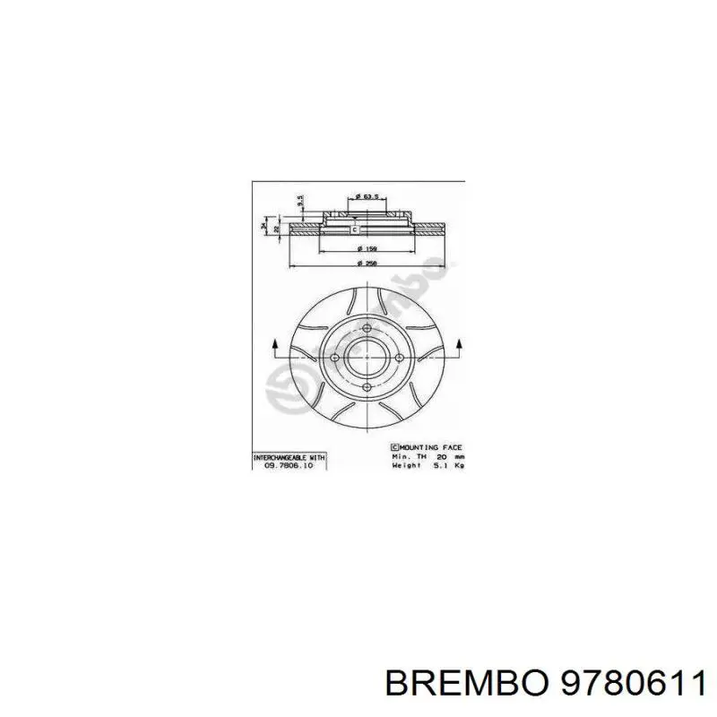 Передние тормозные диски 9780611 Brembo