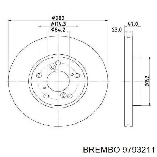 9793211 Brembo Диск тормозной передний