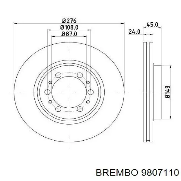 Передний тормозной диск Brembo 9807110