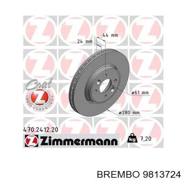 Передний тормозной диск Brembo 9813724