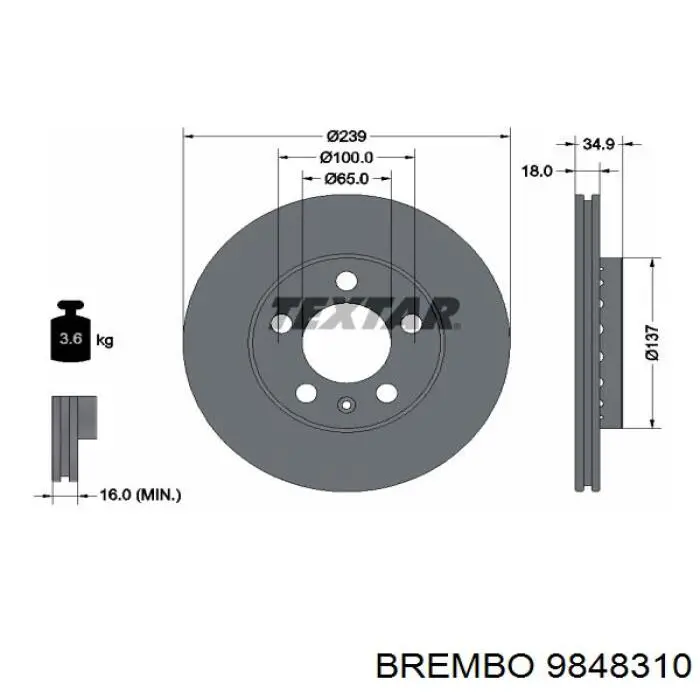 9848310 Brembo диск тормозной передний