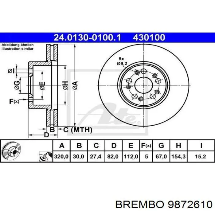 Тормоз дисковый передний Brembo 9872610 цена, от 72.85 USD