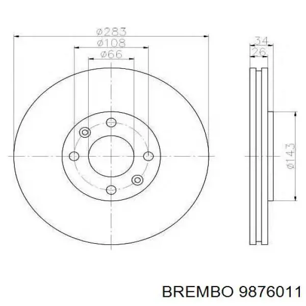 Купить 9876011 Brembo Ротор тормозной