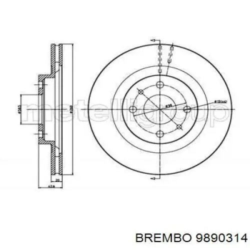 9890314 Brembo Диск тормозной передний